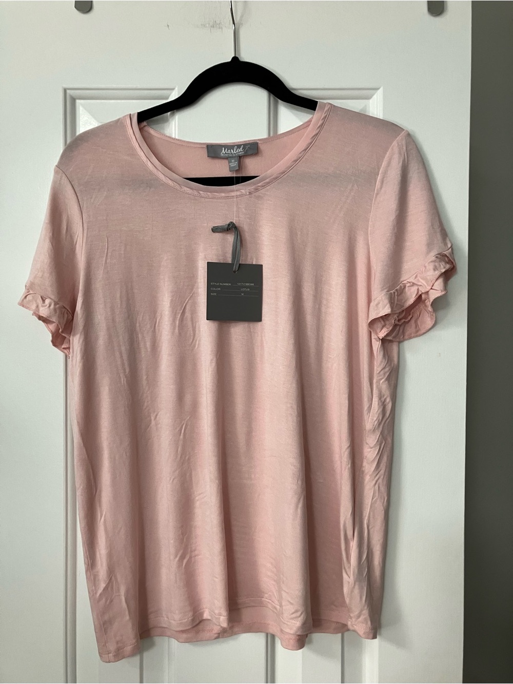 Madewell Ruffle Sleeve Short Sleeve Tee in Pale Pink